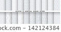 Geometric set of seamless gray and white patterns. Simple vector graphics 142124384