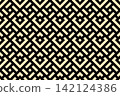 Abstract geometric pattern. A seamless vector background. Golden and black ornament. Graphic modern pattern. Simple lattice graphic design 142124386