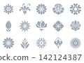 Flower icons set. Isolated elements for design. Vector graphics. Flower collection 142124387