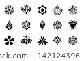 Flower icons set. Isolated elements for design. Vector graphics. Flower collection 142124396