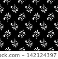 Flower geometric pattern. Seamless vector background. White and black ornament. Ornament for fabric, wallpaper, packaging. Decorative print. 142124397