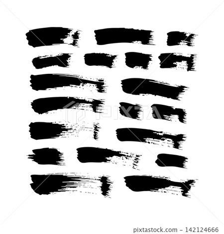 Black Dry Brush Ink Stroke Collection with Grunge Paint Texture, Expressive Hand Painted Abstract Brush Marks Black Dry Brush Ink Stroke Collection with Grunge Paint Texture, Expressive Hand Painted Abstract Brush Marks 142124666