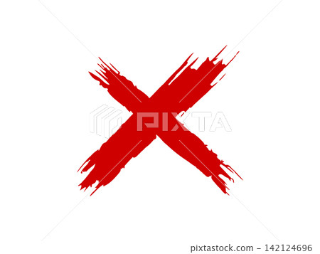 Red cross mark with grunge brush stroke style Red cross mark with grunge brush stroke style 142124696