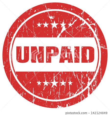 Unpaid red grunge stamp with five stars for overdue invoices and outstanding payment reminders. Unpaid red grunge stamp with five stars for overdue invoices and outstanding payment reminders. 142124849