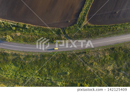 road, view from above, aerial view road, view from above, aerial view 142125409