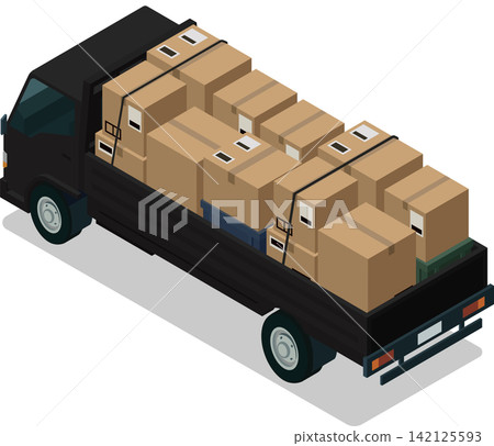 Delivery pickup truck carrying cargo boxes Delivery pickup truck carrying cargo boxes 142125593