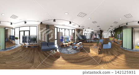 spherical panorama of the interior, 3D illustration, render spherical panorama of the interior, 3D illustration, render 142125931
