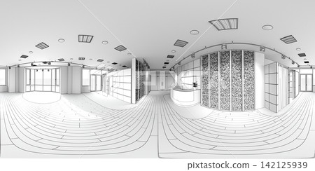spherical panorama of the interior, 3D illustration, render spherical panorama of the interior, 3D illustration, render 142125939