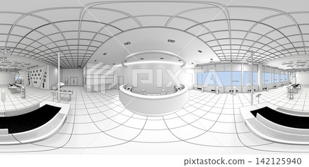 spherical panorama of the interior, 3D illustration, render spherical panorama of the interior, 3D illustration, render 142125940