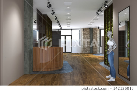visualization of a large empty interior, 3D illustration 142126013