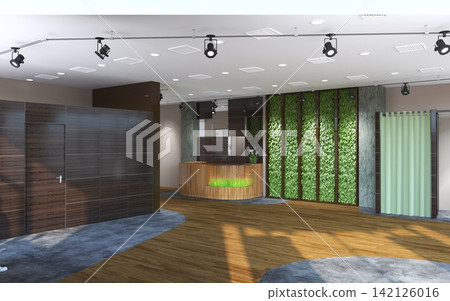 visualization of a large empty interior, 3D illustration visualization of a large empty interior, 3D illustration 142126016