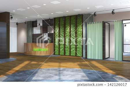 visualization of a large empty interior, 3D illustration visualization of a large empty interior, 3D illustration 142126017