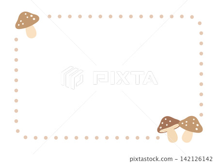 Cute autumn mushroom frame, brown 142126142