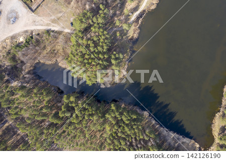 lake, water basin, view from above lake, water basin, view from above 142126190