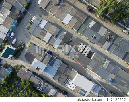 roof of garages, view from above roof of garages, view from above 142126222