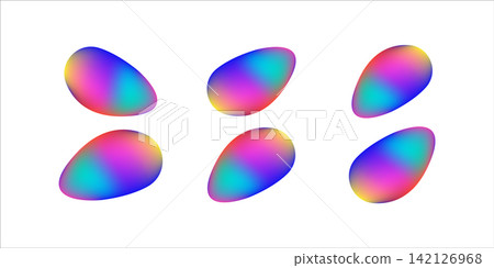 3D liquid shapes set. blobs and fluid splashes vivid color texture and glossy finish 142126968