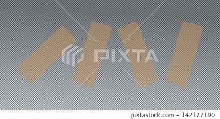 Adhesive tape. Set of realistic sticky tape stripes isolated on transparent background 142127190