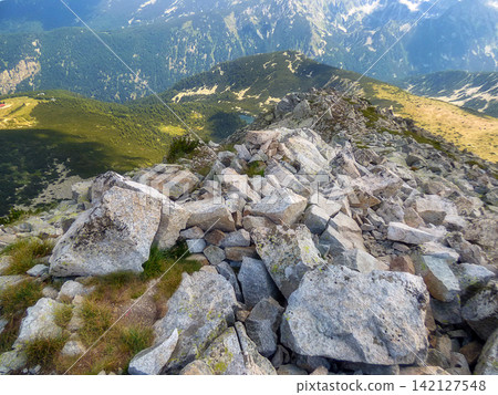 Todorka Pirin Mountains Bulgaria rugged granite rocks boulders and alpine hiking trail near Bansko Todorka Pirin Mountains Bulgaria rugged granite rocks boulders and alpine hiking trail near Bansko 142127548