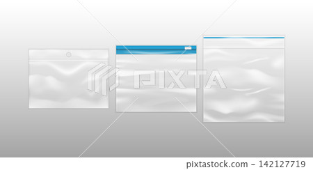 Clear transparent plastic realistic bags illustration Clear transparent plastic realistic bags illustration 142127719