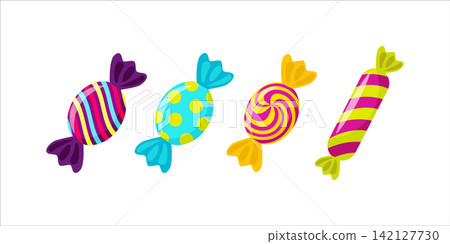 Colorful candy with wrapping Colorful candy with wrapping 142127730