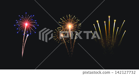 Colorful fireworks festival happy new year Colorful fireworks festival happy new year 142127732