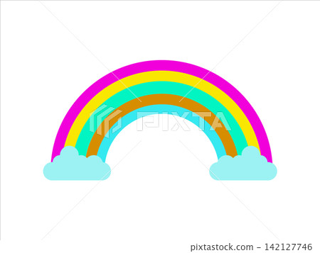 Cute rainbow and clouds pink background stylish design Cute rainbow and clouds pink background stylish design 142127746
