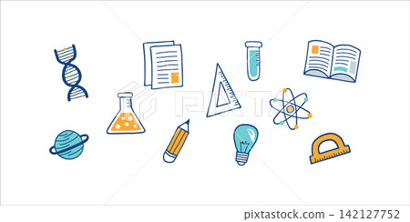 Doodle Style Education Back to School Icons Collection Doodle Style Education Back to School Icons Collection 142127752