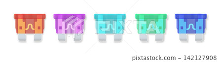 Electric fuse circuit Vector breaker box illustration. Vector safety device for home electrical protection systems. Energy control equipment isolated on white background. Electric fuse circuit Vector breaker box illustration. Vector safety device for home electrical protection systems. Energy control equipment isolated on white background. 142127908