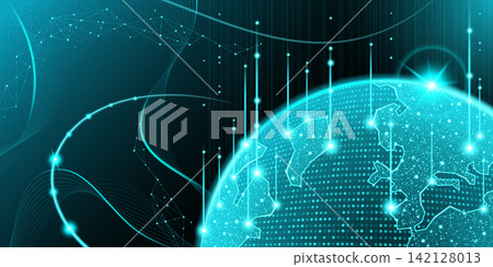 Digital globe with interconnected network lines Digital globe with interconnected network lines 142128013