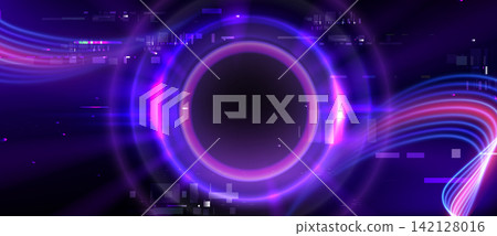 Glowing neon light halo on tech background Glowing neon light halo on tech background 142128016