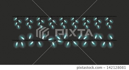 Festive string light garland with decorative cotton ball bulbs. Perfect for Christmas, New Year, wedding or party design 142128081