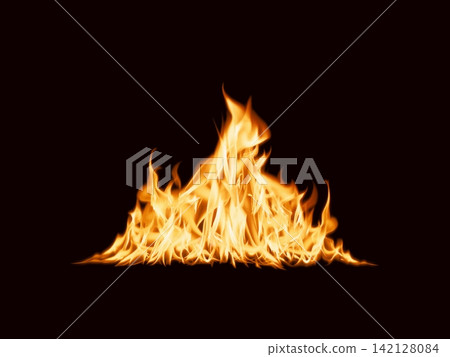 Fire flames on black background Fire flames on black background 142128084