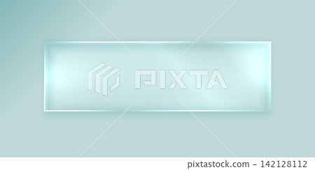 Glass plate on transparent background. Acrylic and glass texture with glares and light. Realistic transparent glass window Glass plate on transparent background. Acrylic and glass texture with glares and light. Realistic transparent glass window 142128112