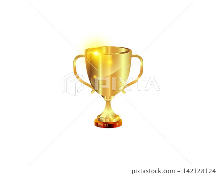 Gold trophy cup award on white background. gold trophy cup award element 3d render illustration Gold trophy cup award on white background. gold trophy cup award element 3d render illustration 142128124