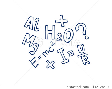 Hand Drawn Scientific Formulas and Math Symbols for Back to school design 142128405