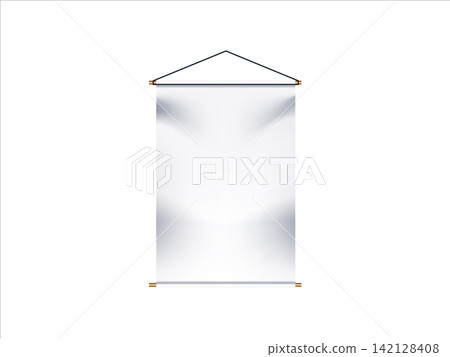 Hanging empty white Banner. Blank banner concept Hanging empty white Banner. Blank banner concept 142128408