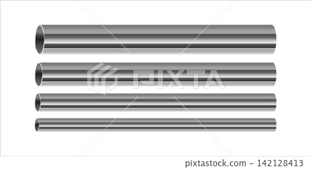 Industrial steel pipe of silver color 3d rendering illustration Industrial steel pipe of silver color 3d rendering illustration 142128413