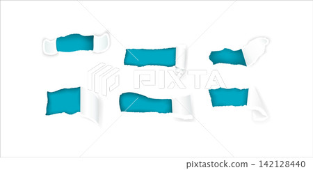 Paper hole with torn edges design template. torn paper fragment collection Paper hole with torn edges design template. torn paper fragment collection 142128440