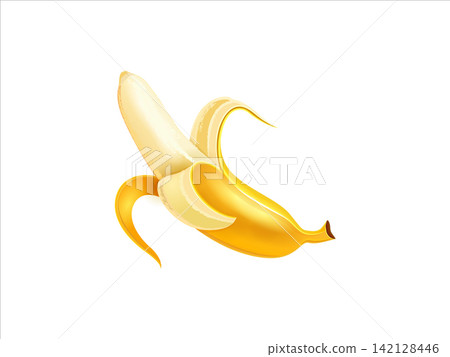 Peeled Banana fruit realistic illustration on white background Peeled Banana fruit realistic illustration on white background 142128446