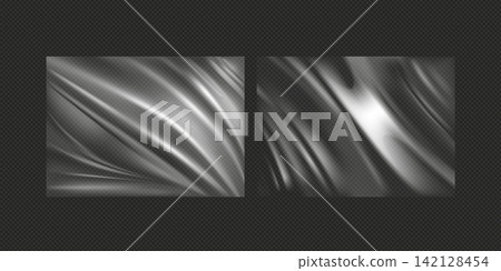 Plastic film polythene texture. Plastic stretch film effect with crumpled and wrinkled texture Plastic film polythene texture. Plastic stretch film effect with crumpled and wrinkled texture 142128454