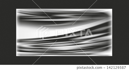 Realistic polyethylene wrapping stretch film background. transparent cellophane package mockup Realistic polyethylene wrapping stretch film background. transparent cellophane package mockup 142129387