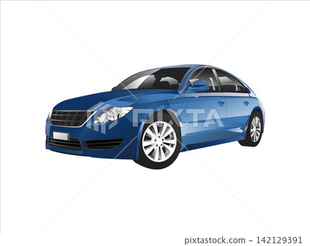 Realistic sedan car on white background Realistic sedan car on white background 142129391