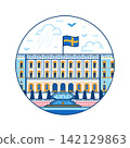 Royal Palace Stockholm Landmark Line Icon 142129863