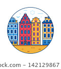 Gamla Stan Houses Stockholm Landmark Line Icon 142129867