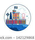 Kastellet Castle Stockholm Landmark Line Icon 142129868
