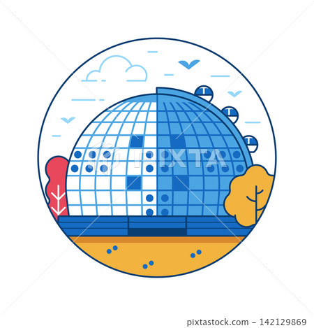 Avicii Arena Stockholm Landmark Line Icon Avicii Arena Stockholm Landmark Line Icon 142129869