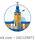 City Hall Stockholm Landmark Line Icon 142129871