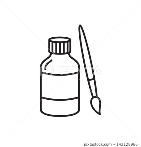 Line art icon of a glaze liquid bottle paired with a painting brush for ceramics.
Line art icon of a glaze liquid bottle paired with a painting brush for ceramics.
142129966