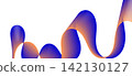 Abstract wave with blue and orange gradient, flowing dynamic ribbon 142130127