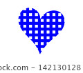Blue checkered heart illustration, Gingham pattern love symbol, Blue plaid texture heart graphic, Blue and white check heart vector 142130128